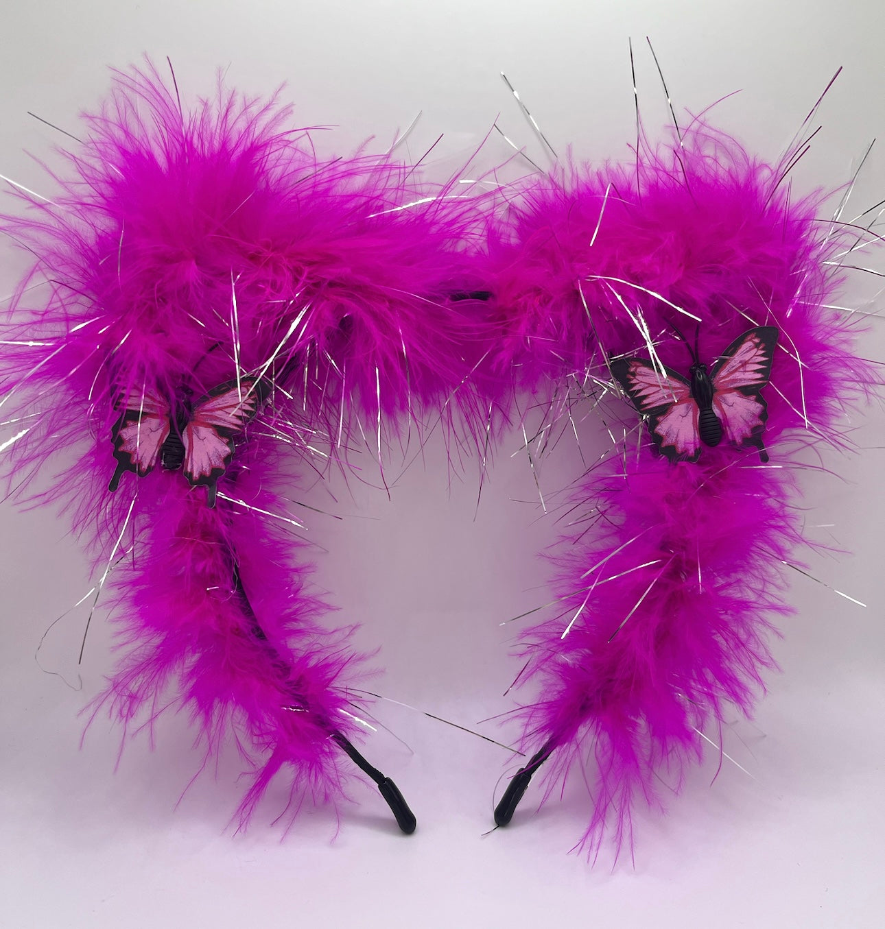 HOT PINK BUTTERFLY TINSEL FLUFF EARS