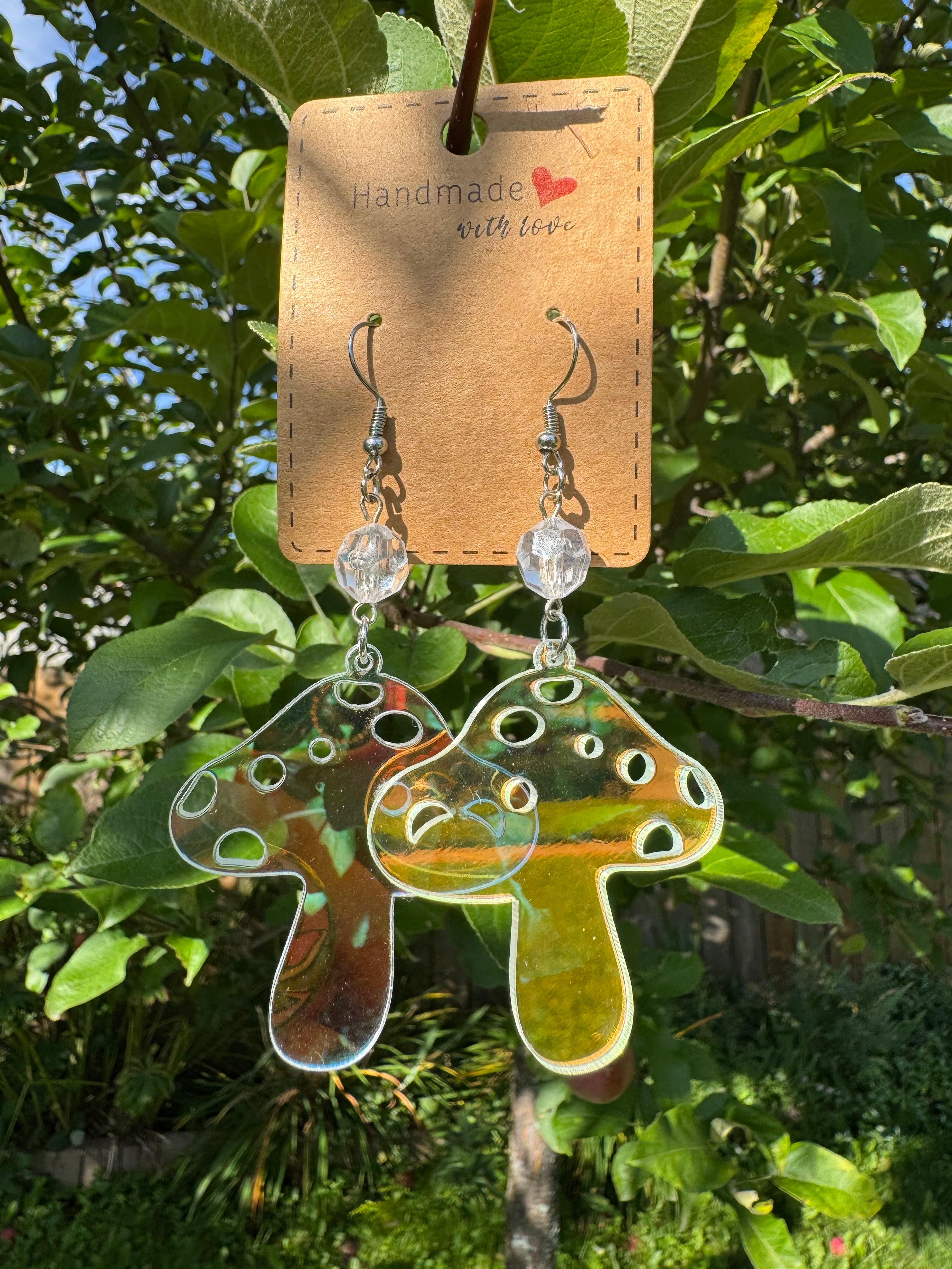 HOLOGRAPHIC MUSHROOM EARRINGS