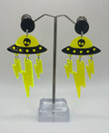 LIME GREEN SPACESHIP EARRINGS