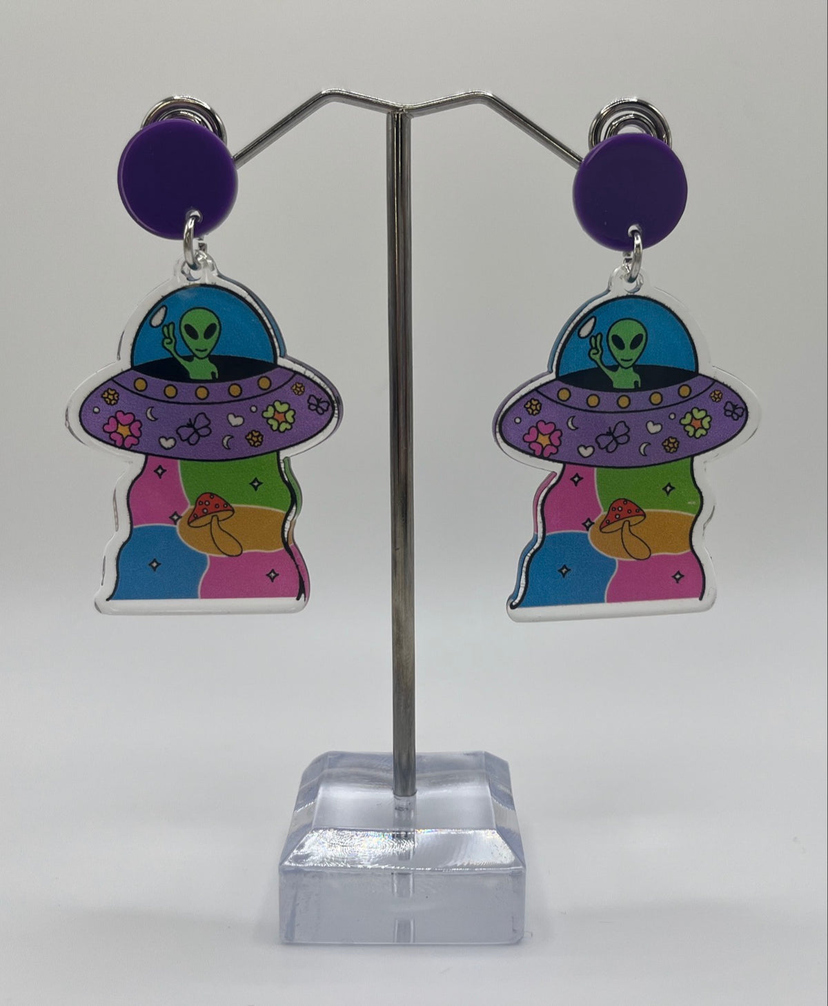 MUSHROOM ALIEN SPACESHIP EARRINGS