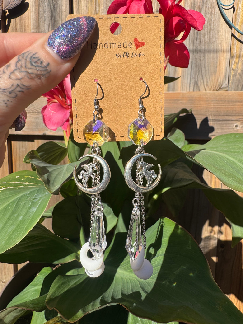 UNICORN CRYSTAL EARPLUG EARRINGS
