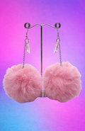 CRYSTAL BABY PINK POM POM EARRINGS