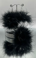 TINSEL & BLACK FLUFF POCKET EARRINGS
