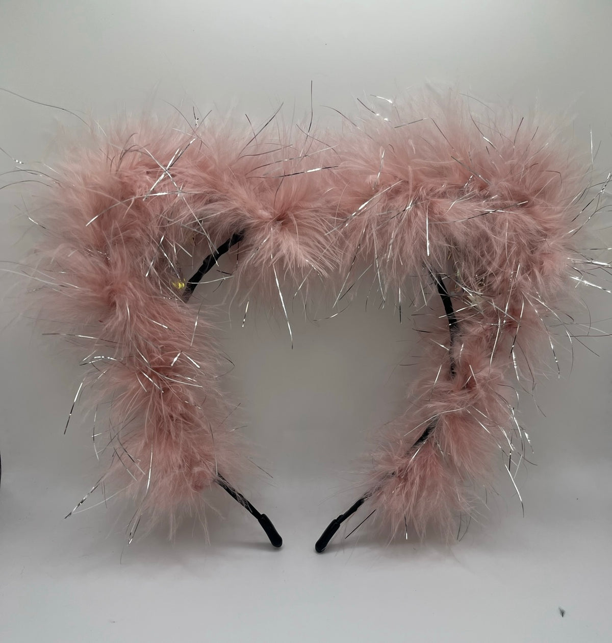 BABY PINK & SILVER TINSEL FLUFF EARS