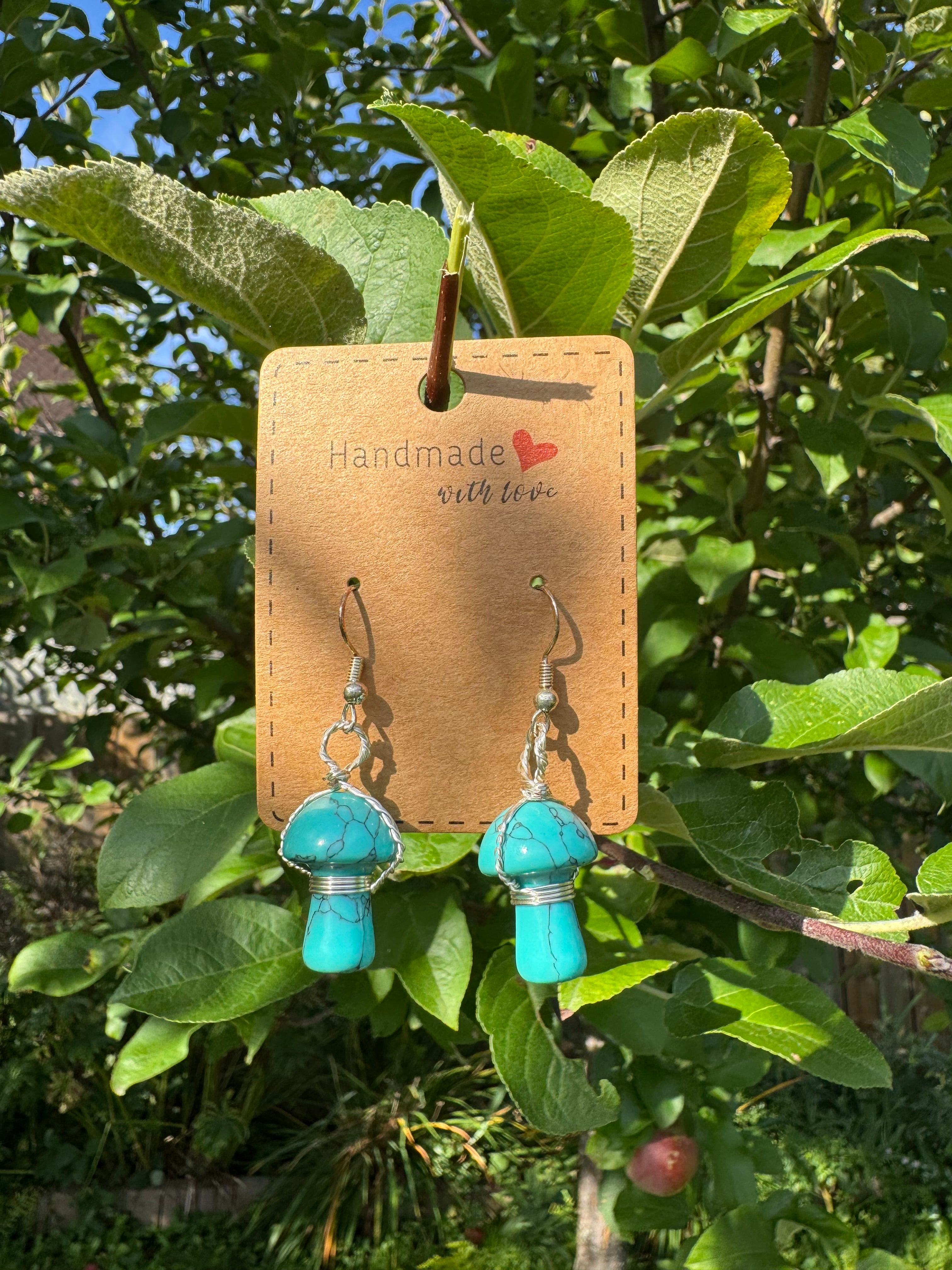 TURQUOISE STONE MUSHROOM EARRINGS