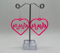 PINK FLAME HEART EARRINGS