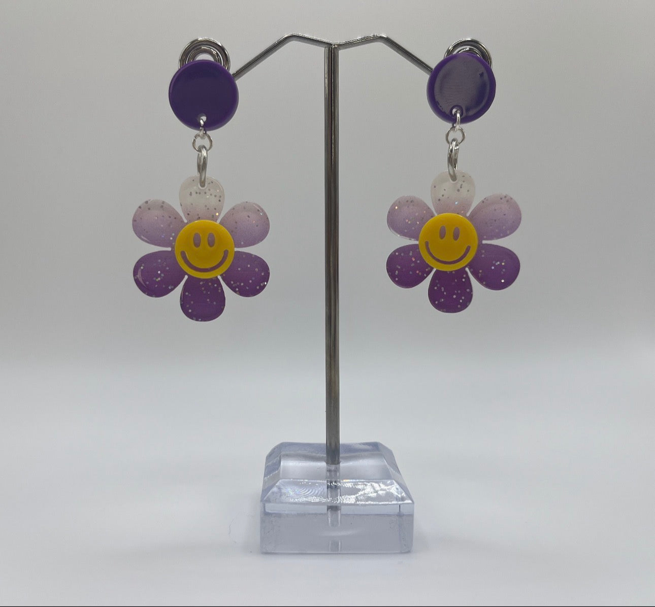 PURPLE & YELLOW FLOWER EARRINGS