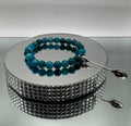 BLUE APATITE STONE BEAD BRACELET
