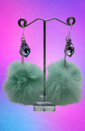 CRYSTAL MINT GREEN POM POM EARRINGS