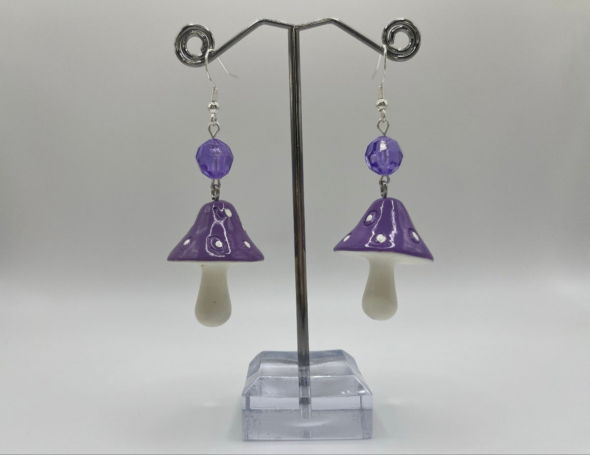 PURPLE MUSHROOM EARRINGS