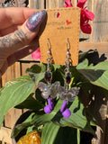 BUTTERFLY CRYSTAL EARPLUG EARRINGS