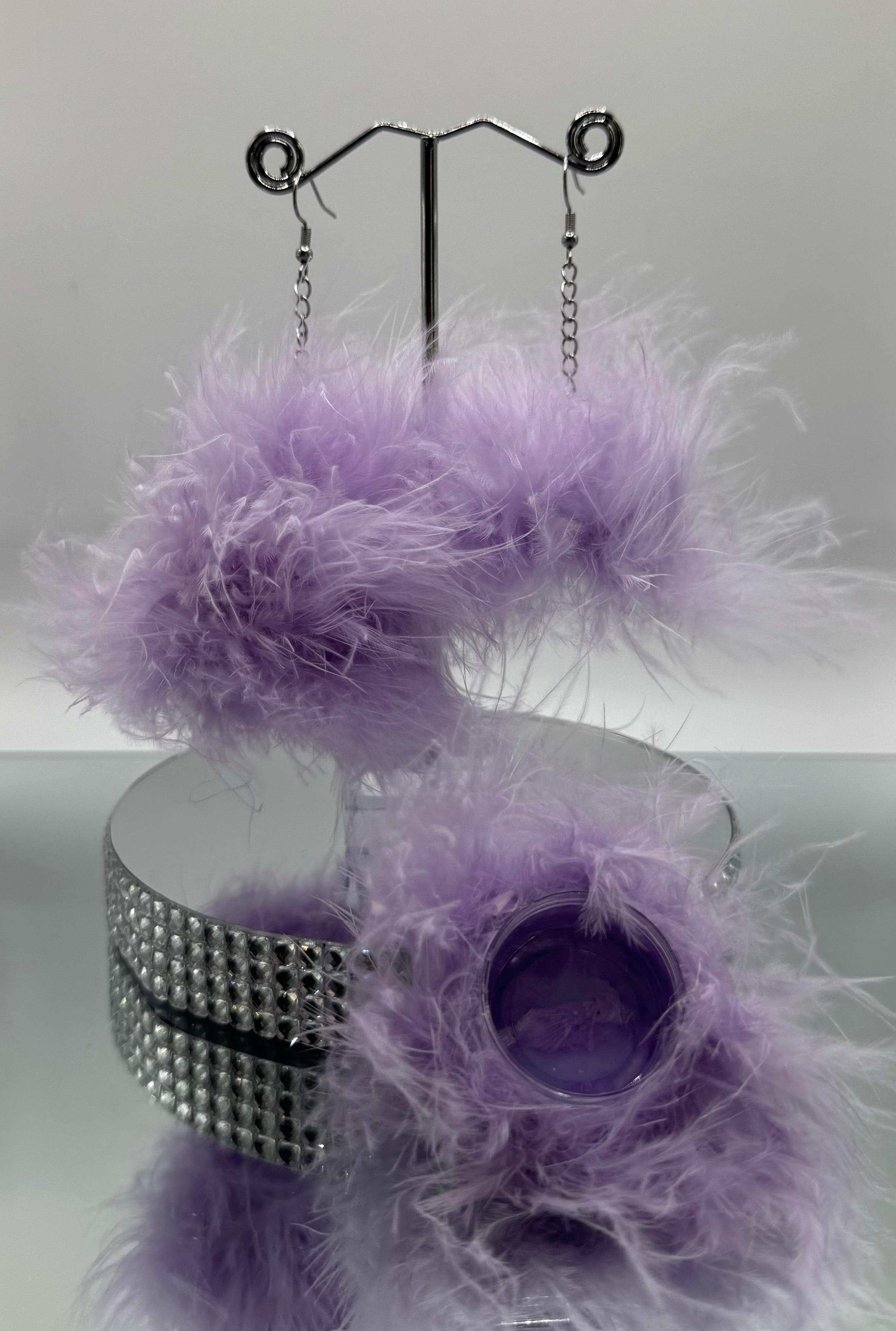 LAVENDER POCKET FLUFF EARRINGS