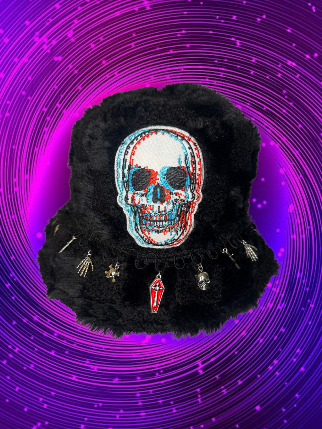SKULL FURRY BUCKET HAT