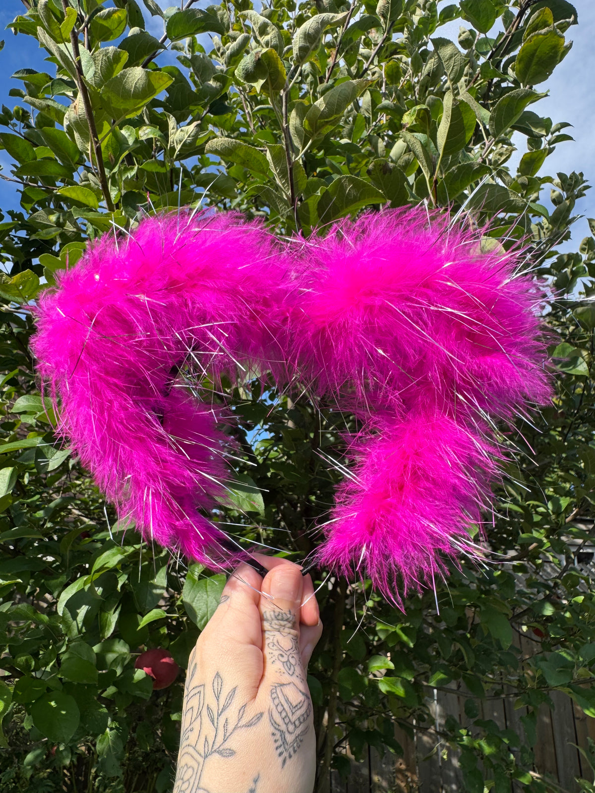 HOT PINK TINSEL FLUFF EARS