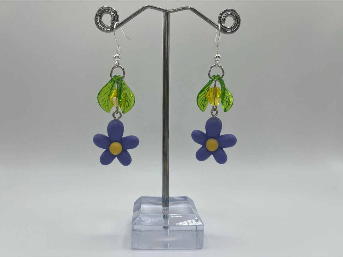 PURPLE FLOWER LEAF EARRINGS