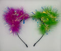 PINK & GREEN TINSEL FLUFF EARS