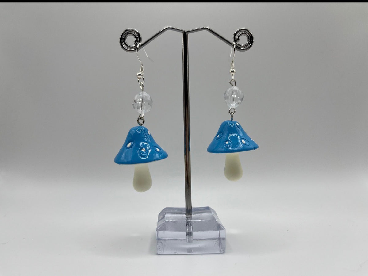 BLUE MUSHROOM EARRINGS