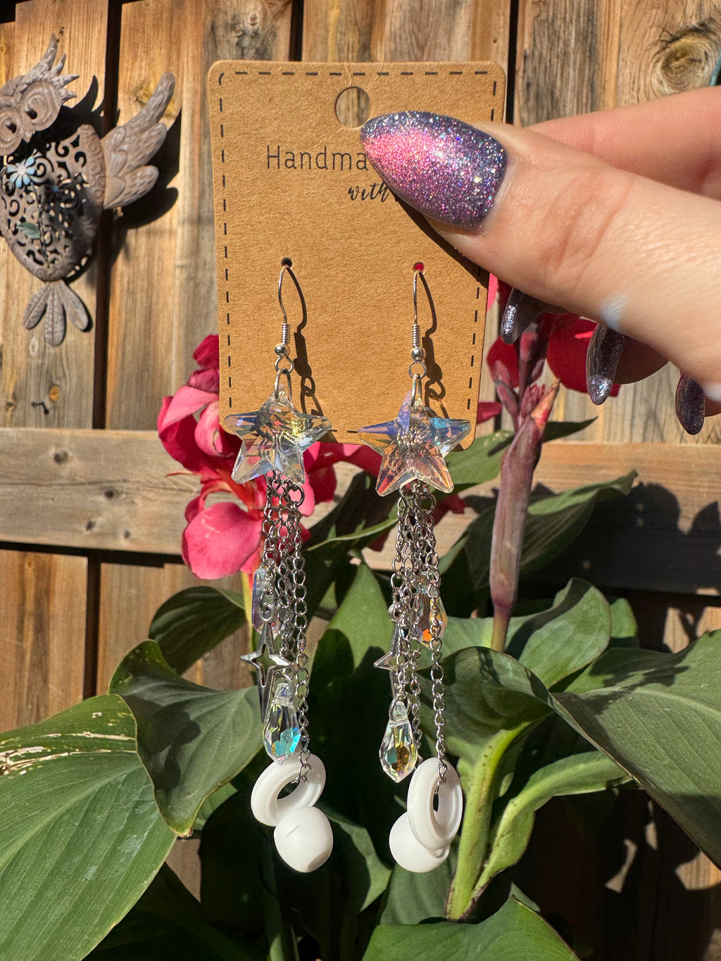 CRYSTAL STAR EARPLUG EARRINGS