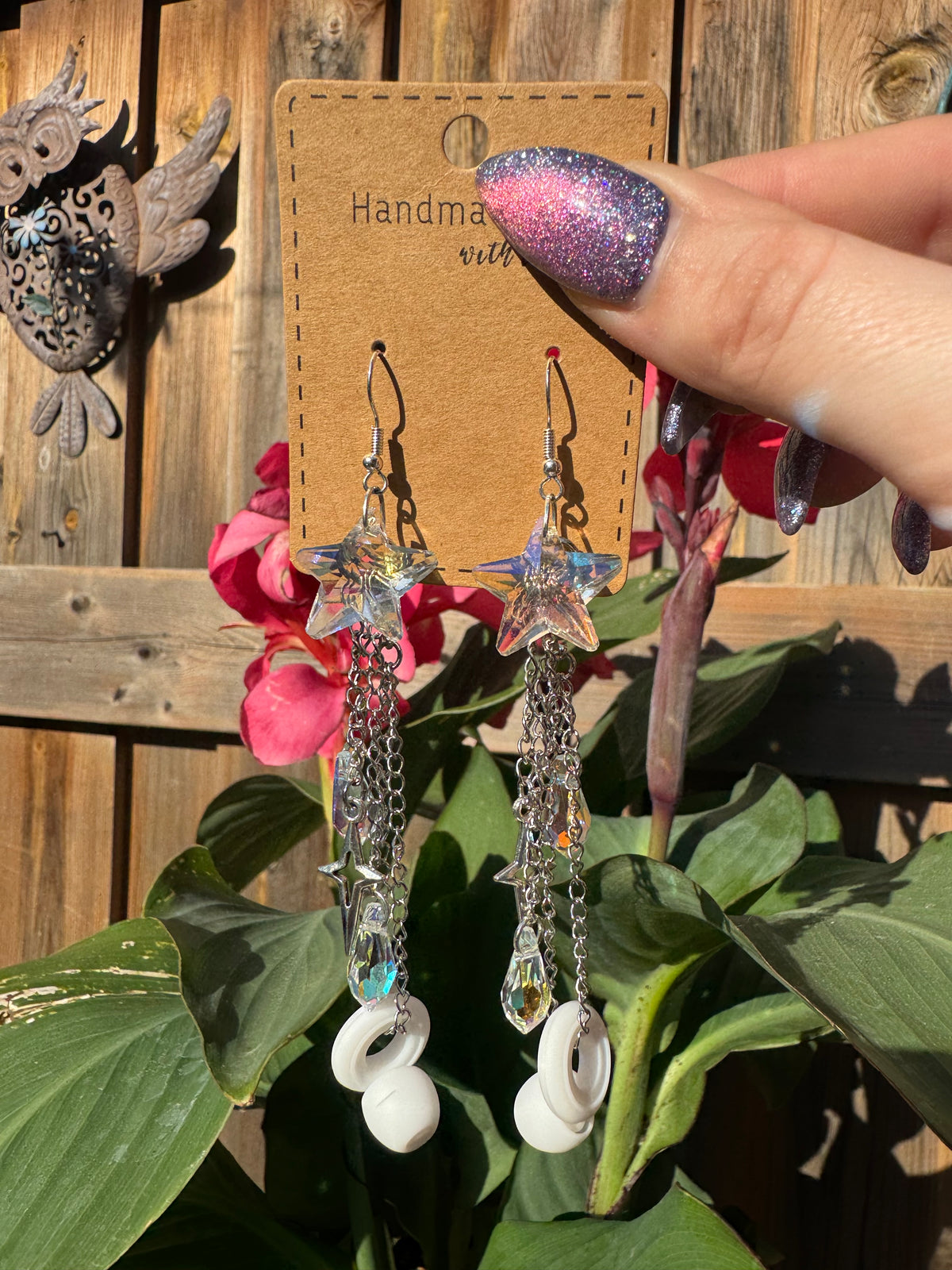 CRYSTAL STAR EARPLUG EARRINGS