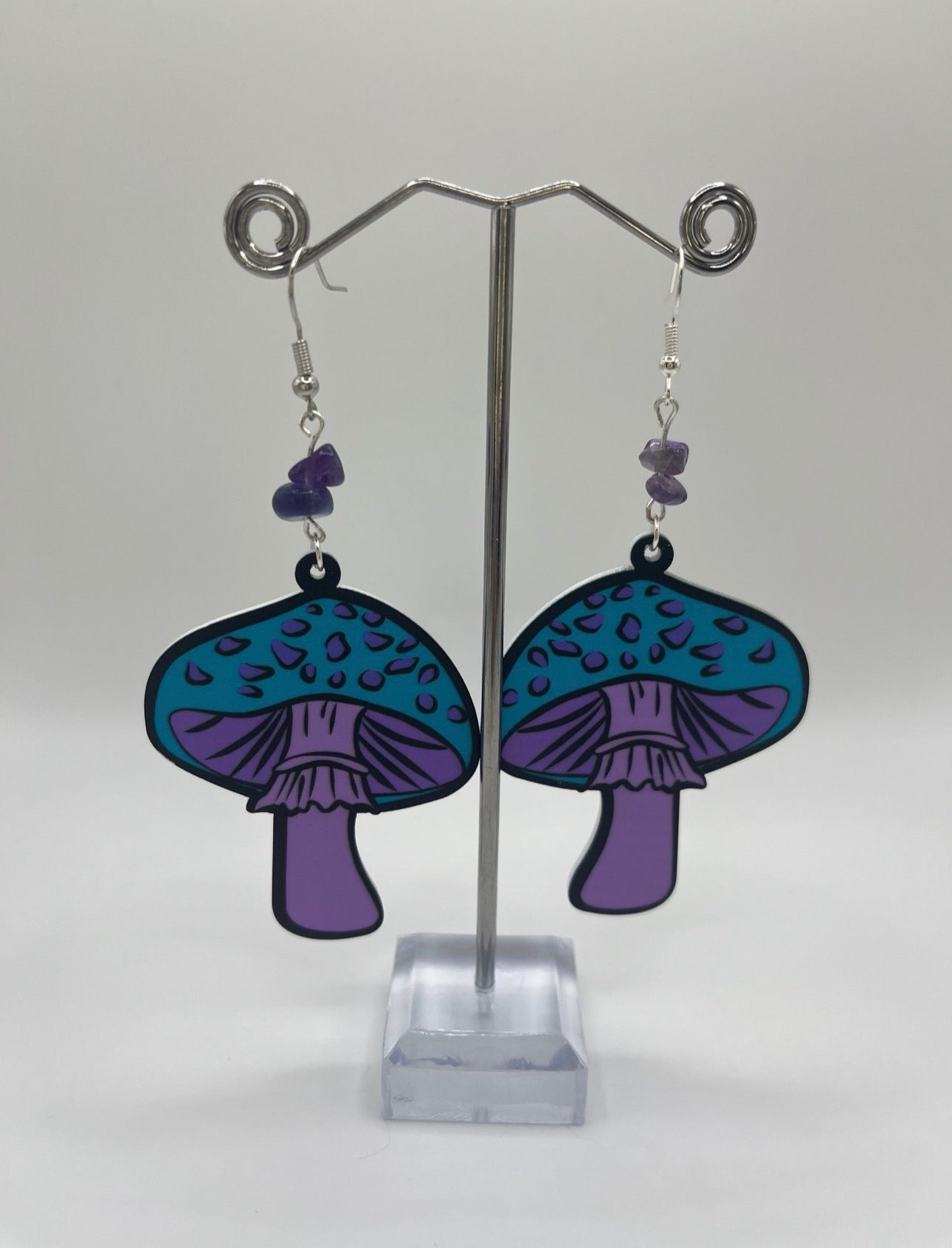 BLUE & PURPLE MUSHROOM STONE EARRINGS