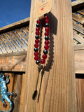 RUBY JADES & BLACK HEMATITE STONE BEAD BRACELET