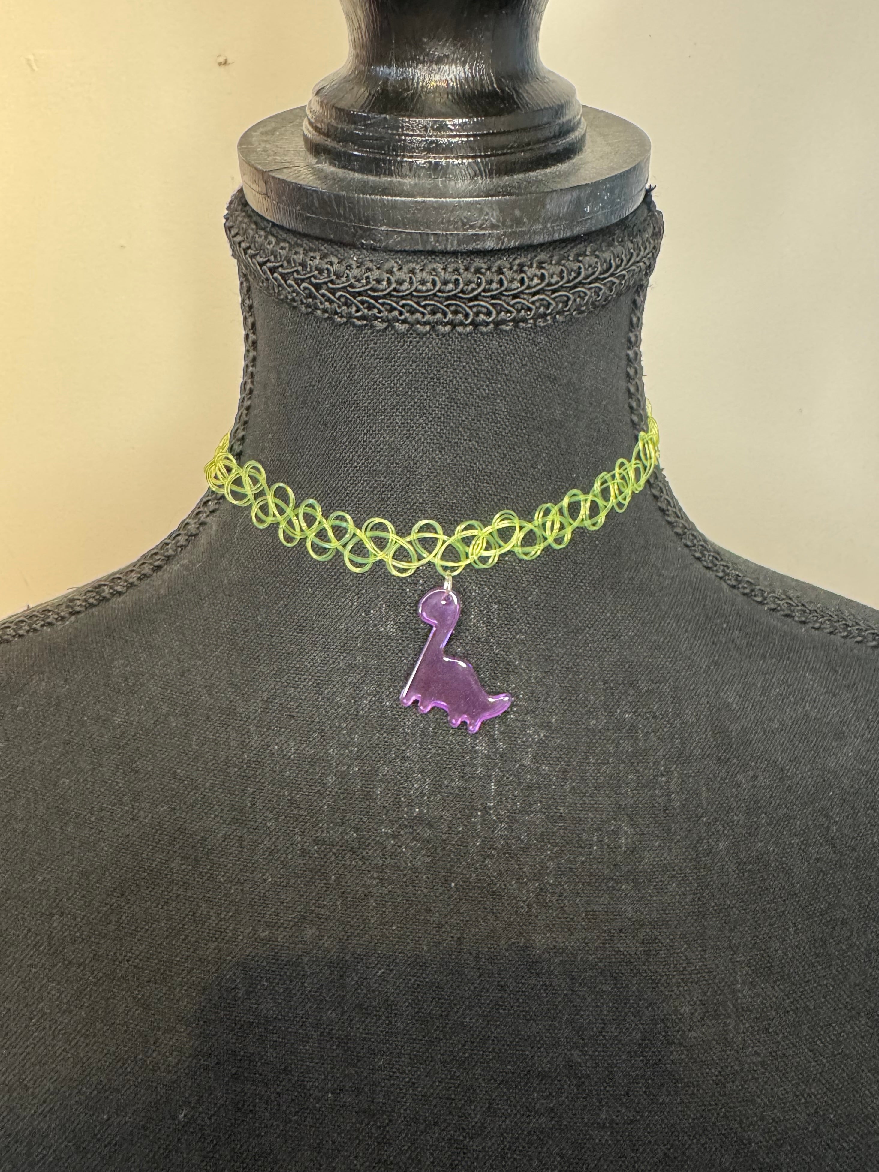 PURPLE DINO LIME GREEN CHOKER