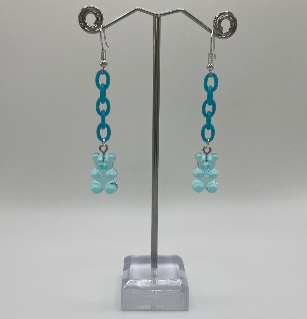 BLUE GUMMY BEAR EARRINGS
