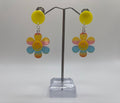 YELLOW RAINBOW FLOWER EARRINGS