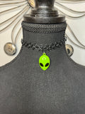 GREEN ALIEN BLACK CHOKER