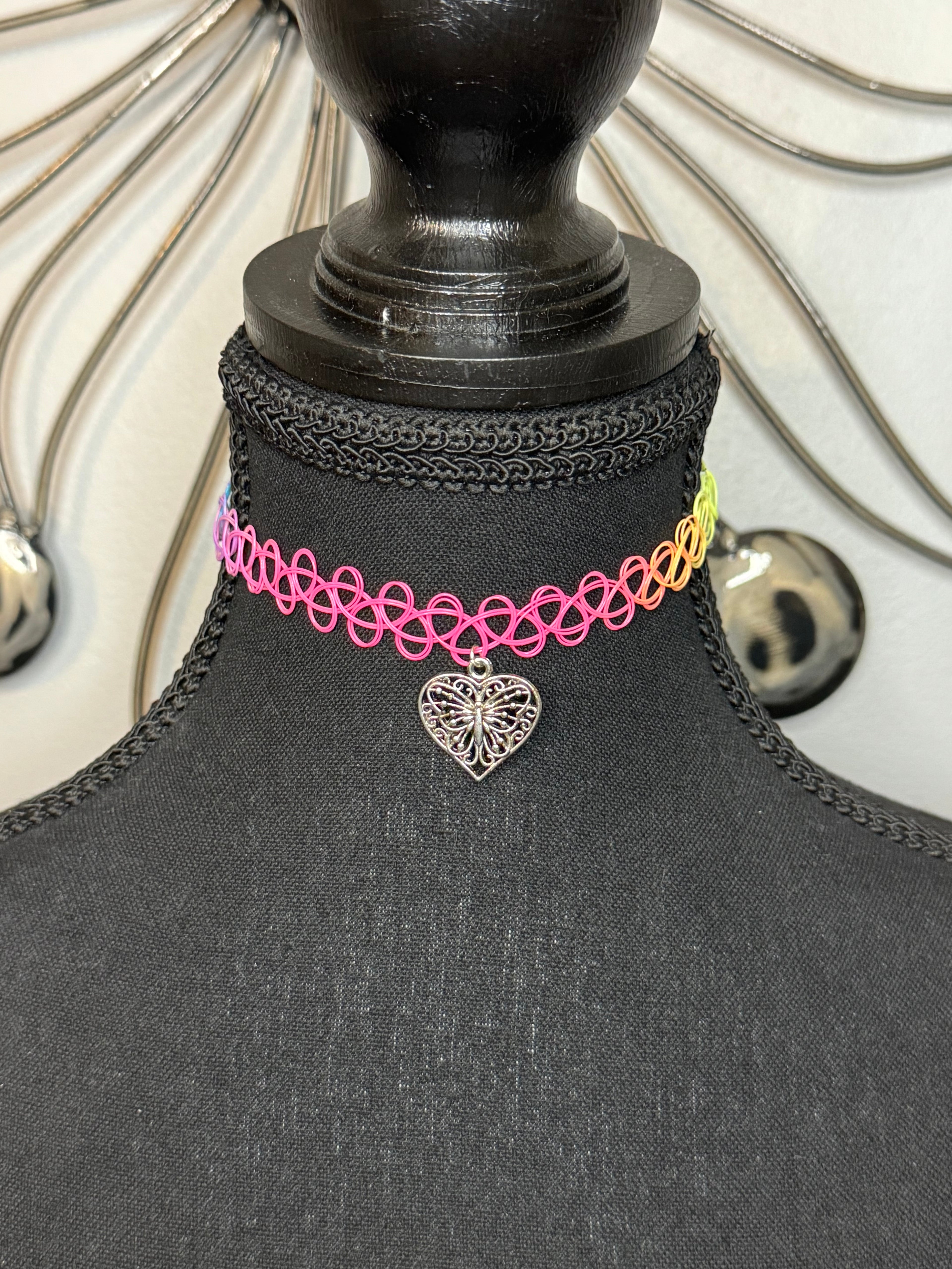 BUTTERFLY HEART RAINBOW NECKLACE