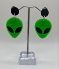 GREEN & BLACK ALIEN EARRINGS