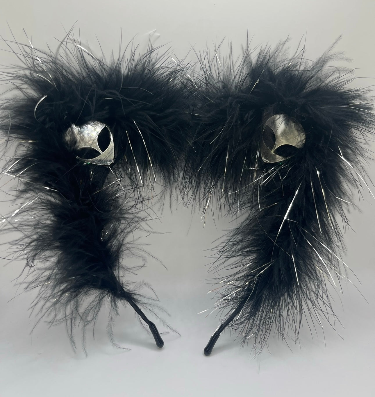 ALIEN BLACK TINSEL FLUFF EARS