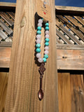 ROSE QUARTZ & BLUE TURQUOISE STONE BEAD BRACELET