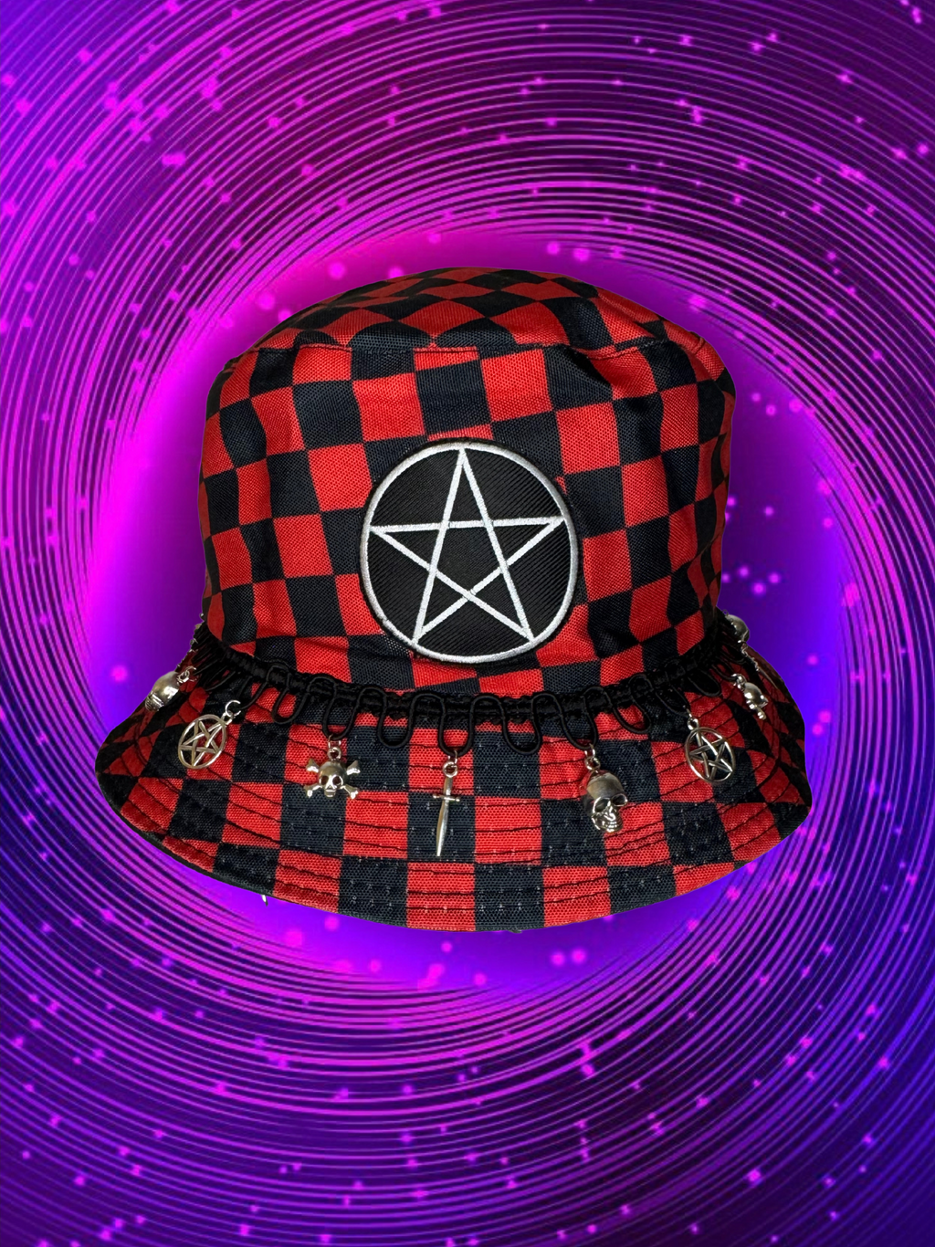 CHECKERED PENTAGRAM BUCKET HAT