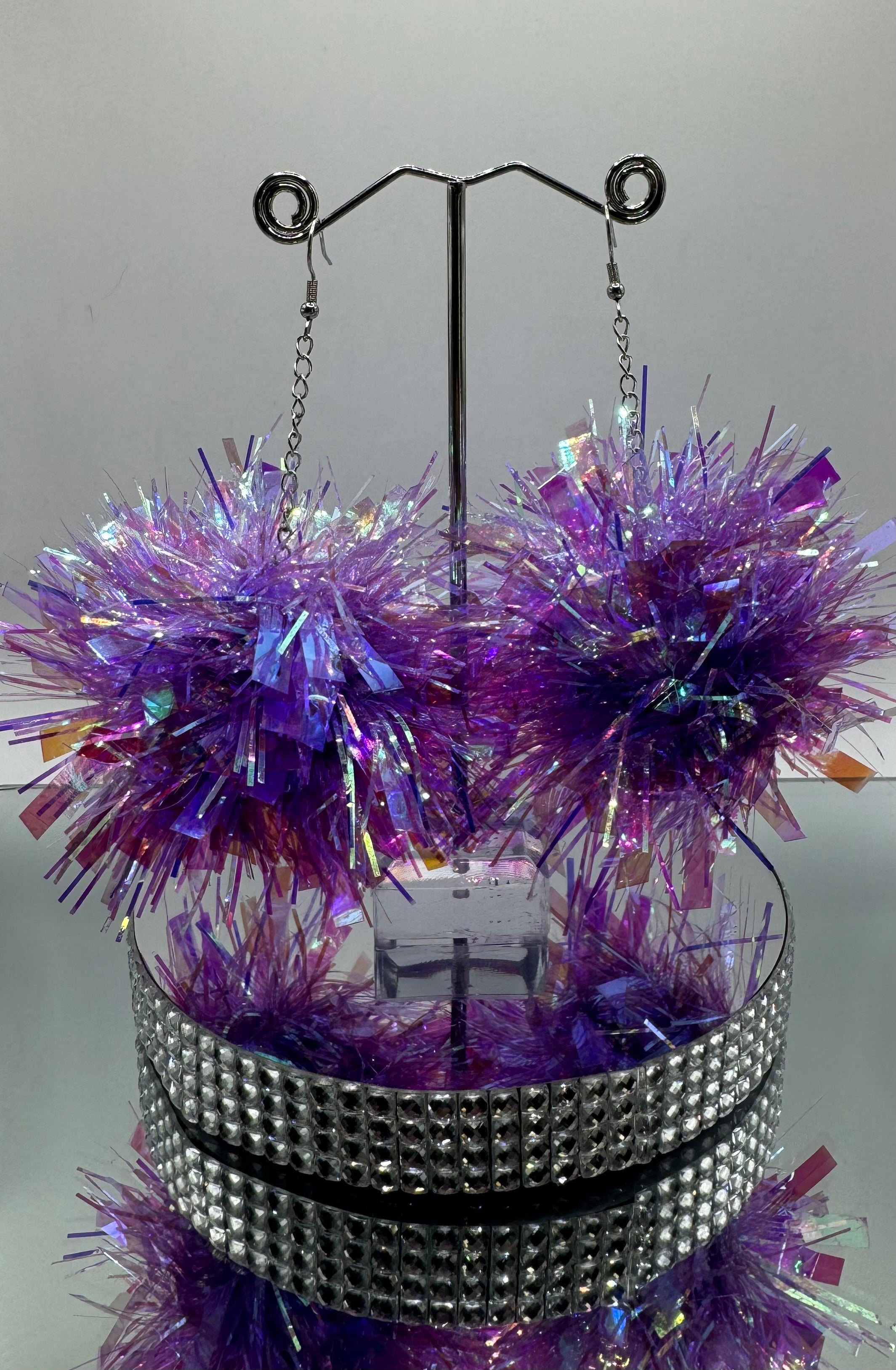 PURPLE TINSEL EARRINGS
