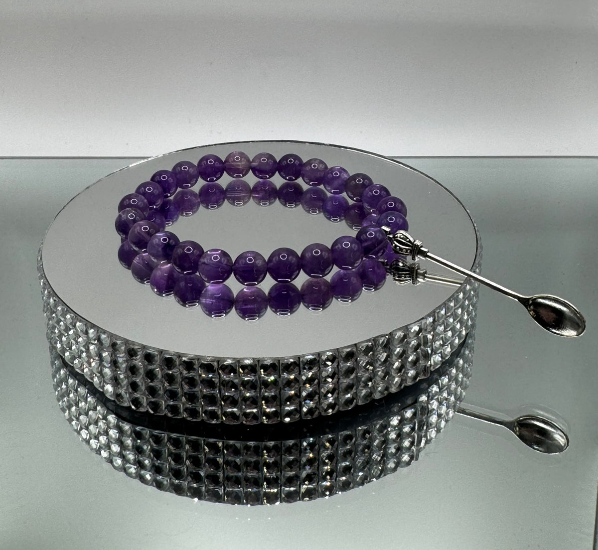 TOOTH AMETHYST STONE BEAD BRACELET