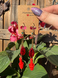 RED CHERRY EARPLUG EARRINGS