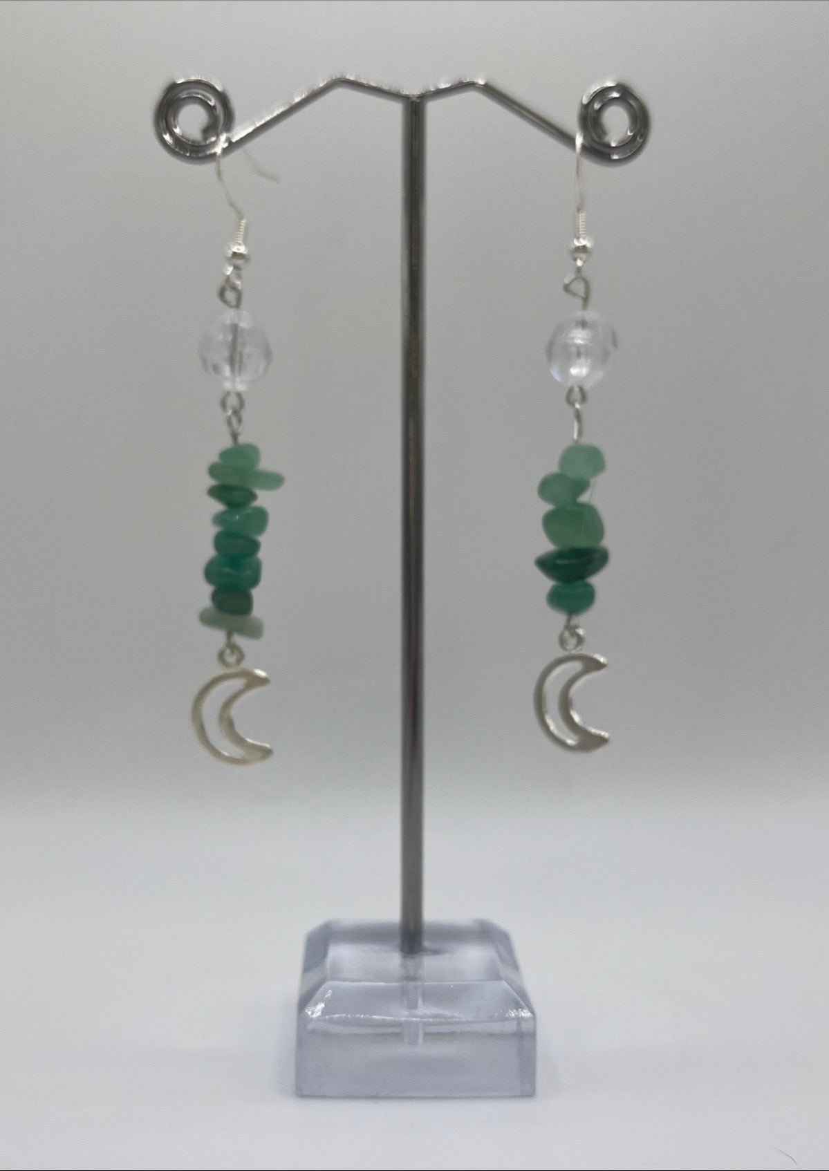 GREEN MOON STONE EARRINGS