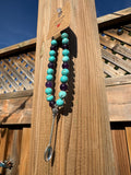 BLUE TURQUOISE & AMETHYST STONE BEAD BRACELET