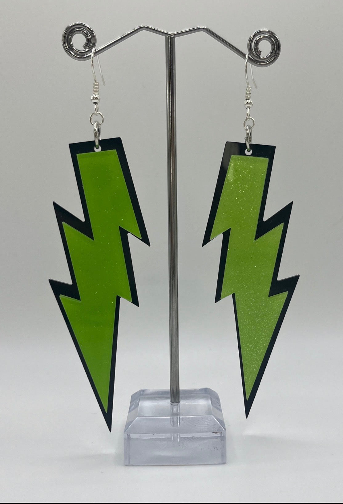 GREEN LIGHTNING BOLT EARRINGS