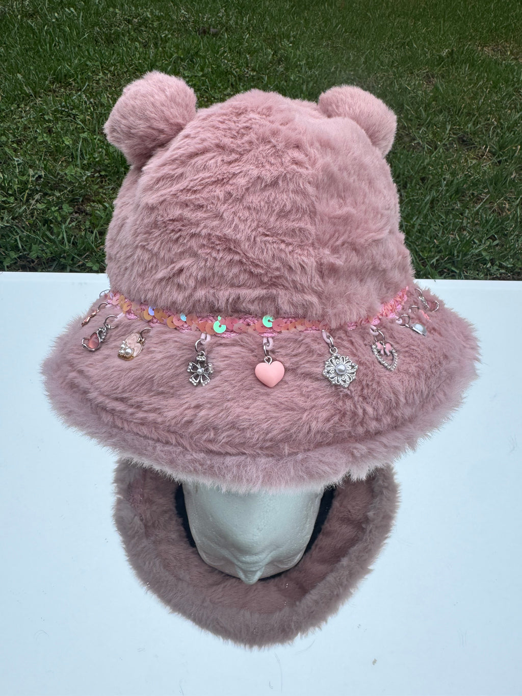 PINK TEDDY BEAR BUCKET HAT