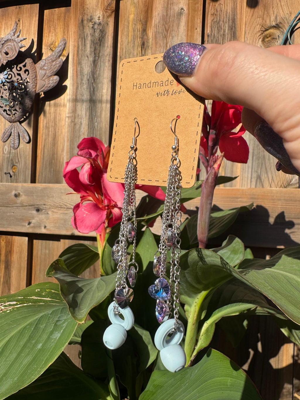 BLUE FALLING HEARTS EARPLUGS EARRINGS