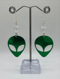 DARK GREEN ALIEN EARRINGS