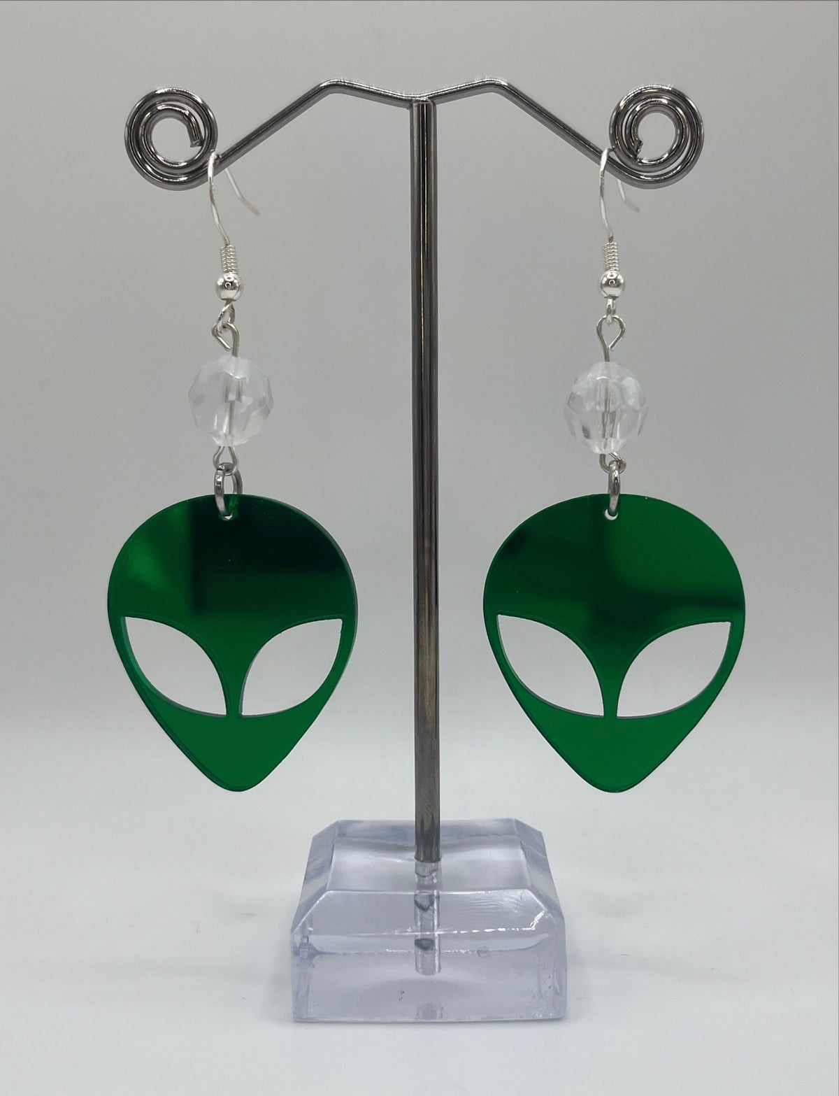 DARK GREEN ALIEN EARRINGS
