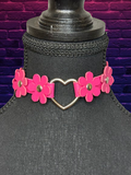 PINK FLOWER HEART CHOKER