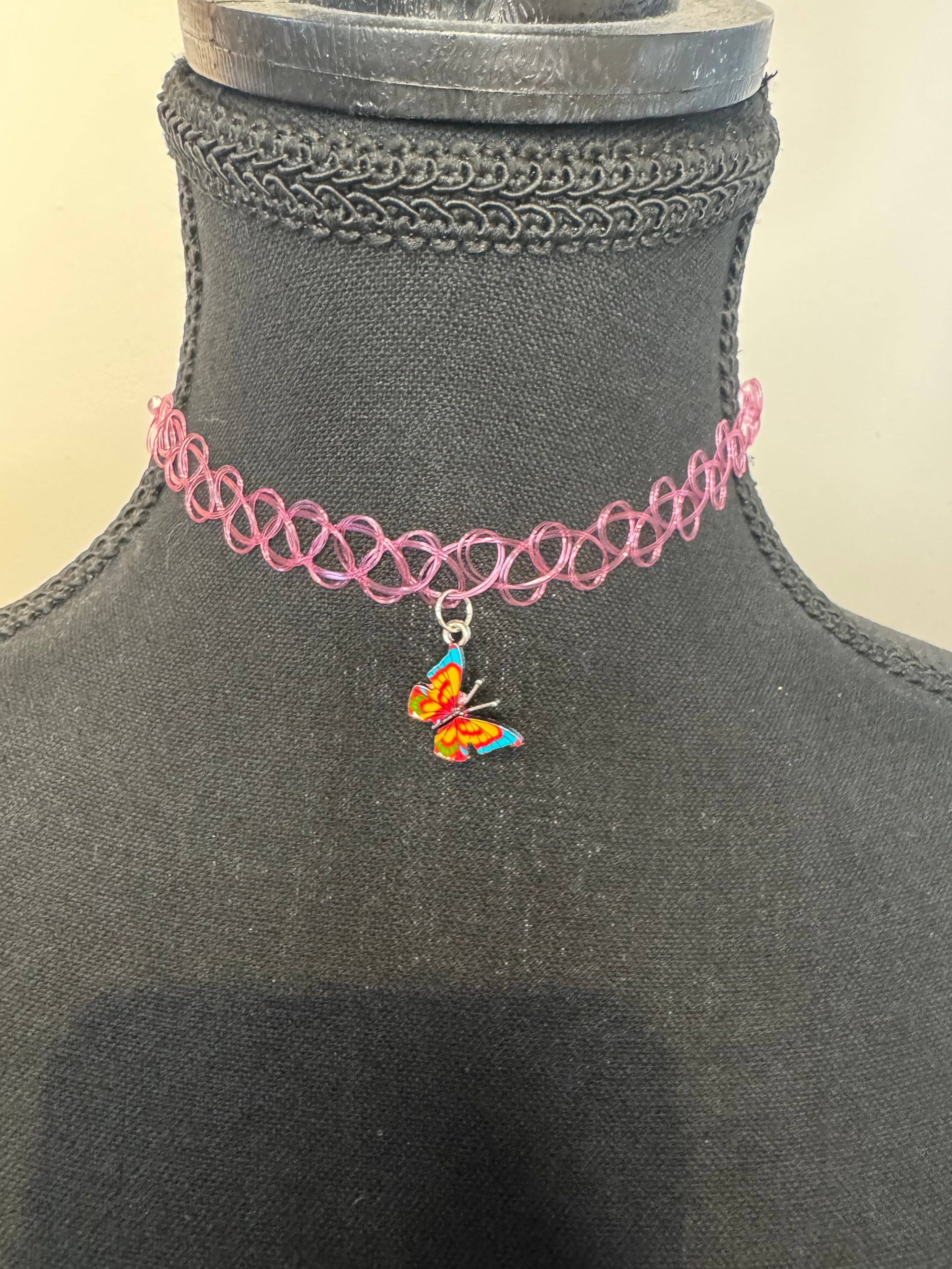 PINK BUTTERFLY CHOKER