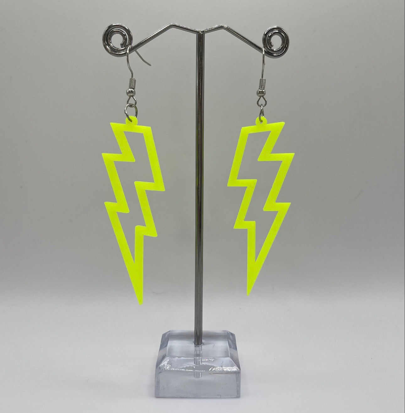 NEON GREEN LIGHTNING BOLT EARRINGS
