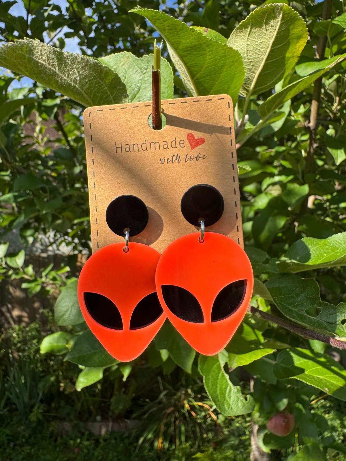 ORANGE & BLACK ALIEN EARRINGS
