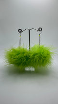 LIME GREEN FLUFF EARRINGS