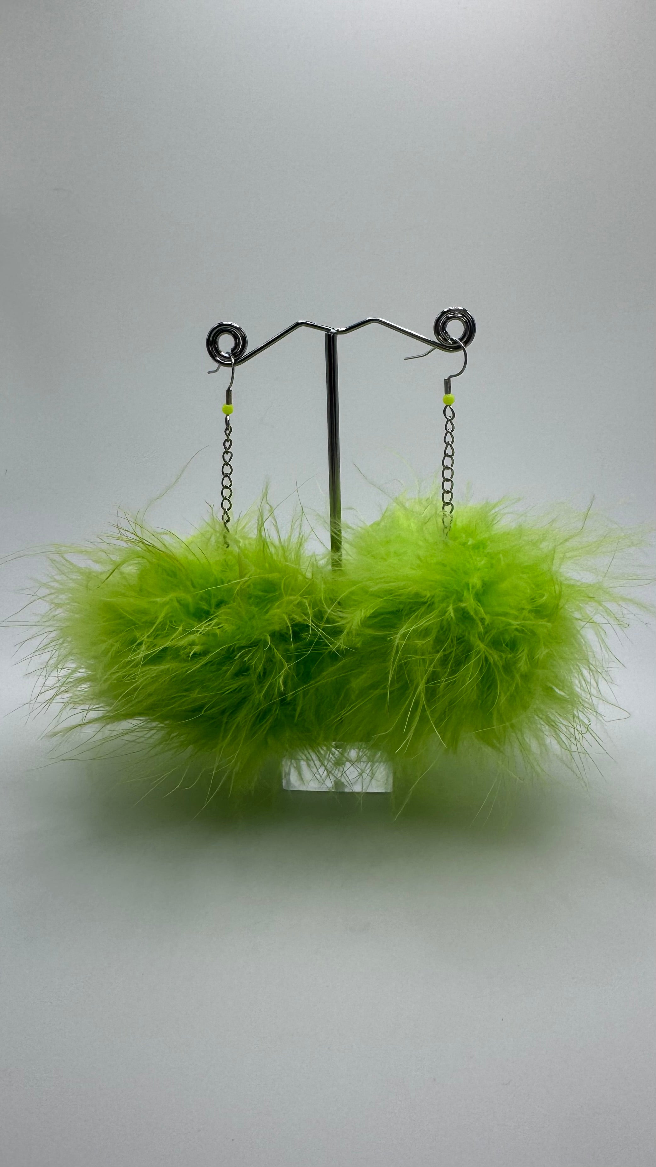 LIME GREEN FLUFF EARRINGS